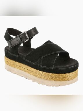 Size 10 - 🆕️ UGG Aubrey Black Platform Espadrille Sandal with Ankle Strap